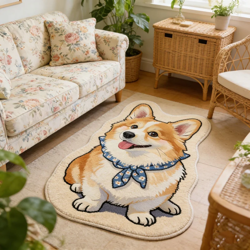 Niedlicher Corgi-förmiger Teppich