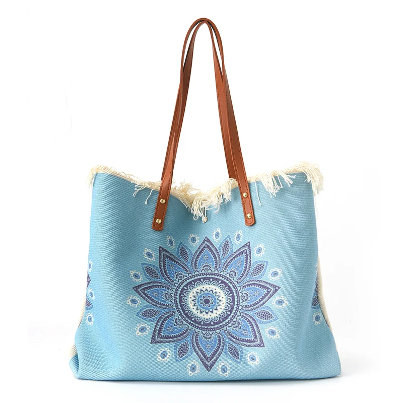 Strandtasche mit Blumendesign und Fransen Skanto