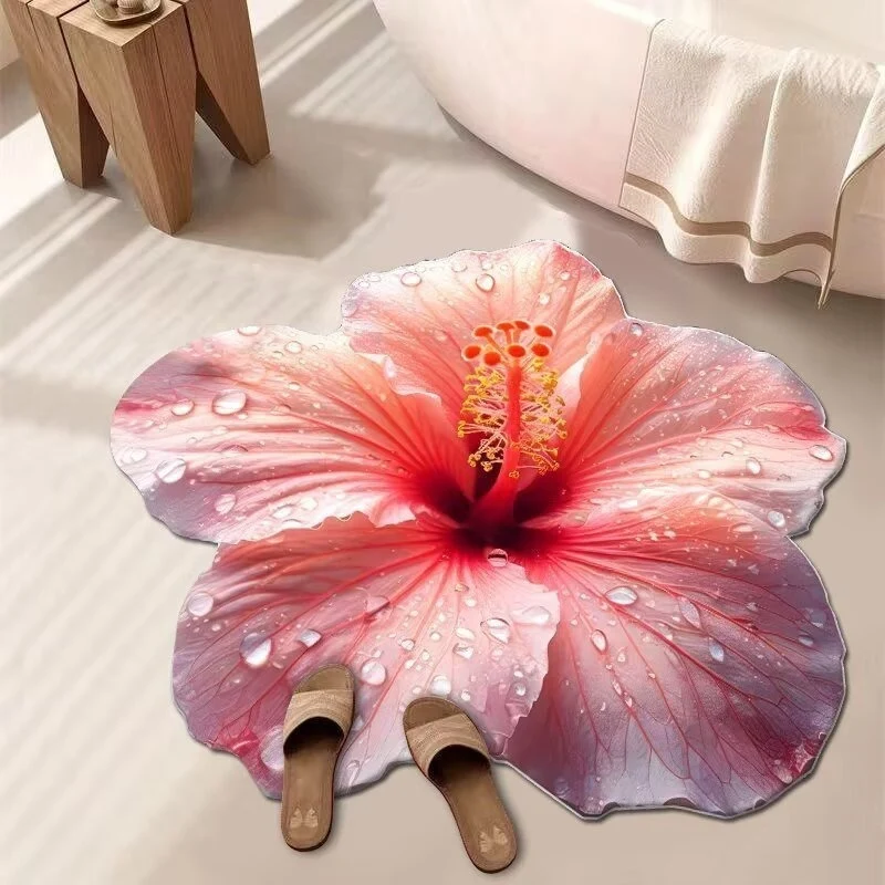 3D Blumen Design Badmatte