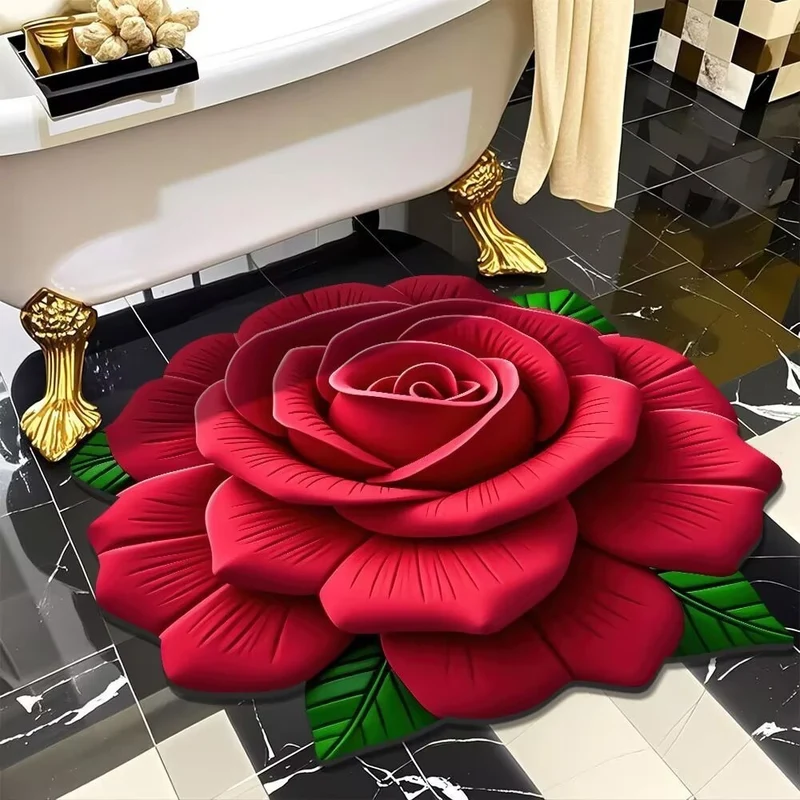 3D Blumen Design Badmatte