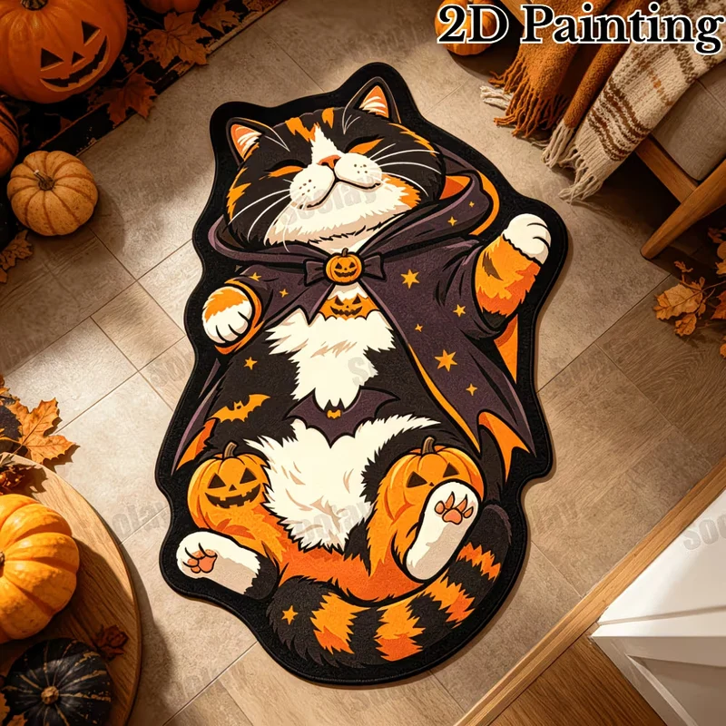Halloween-Katzen-Themen-Plüsch-Teppich