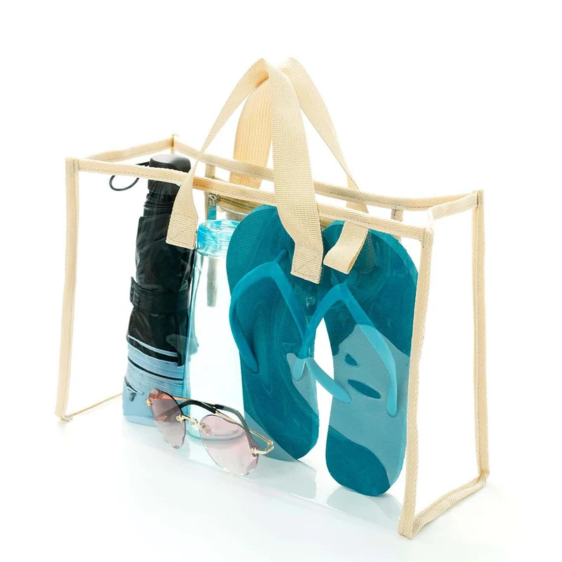 Transparente Strandtasche mit stilvollen Griffen und mehreren Fächern Skanto