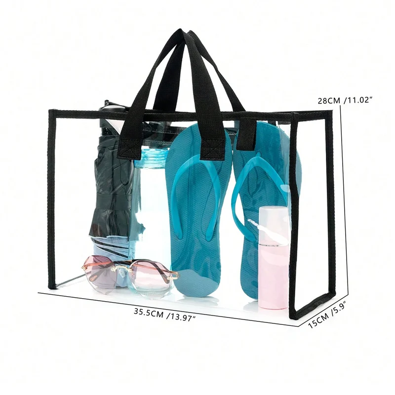 Transparente Strandtasche mit stilvollen Griffen und mehreren Fächern Skanto