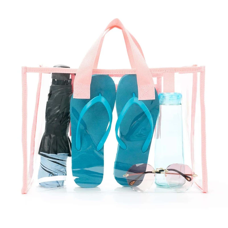 Transparente Strandtasche mit stilvollen Griffen und mehreren Fächern Skanto