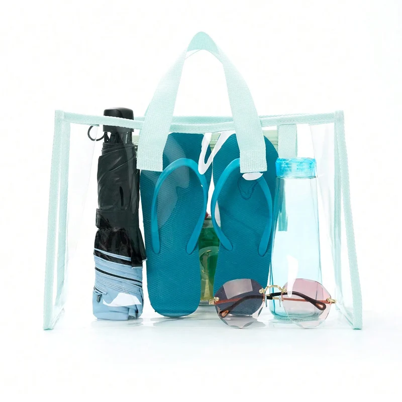 Transparente Strandtasche mit stilvollen Griffen und mehreren Fächern Skanto