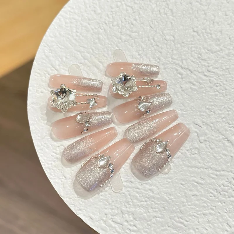 Rhinestone-verzierte Press-On Nagelkunst Set