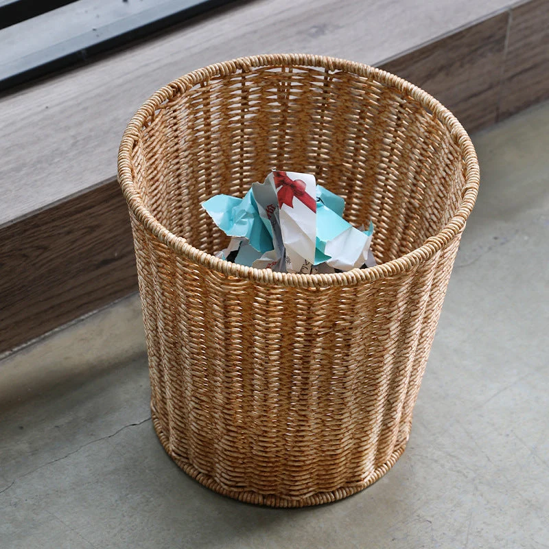 Handgeflochtener runder Rattan-Mülleimer Skanto