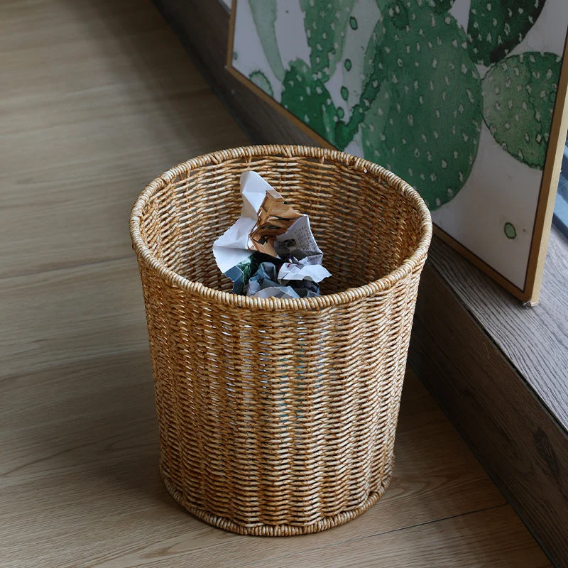 Handgeflochtener runder Rattan-Mülleimer Skanto