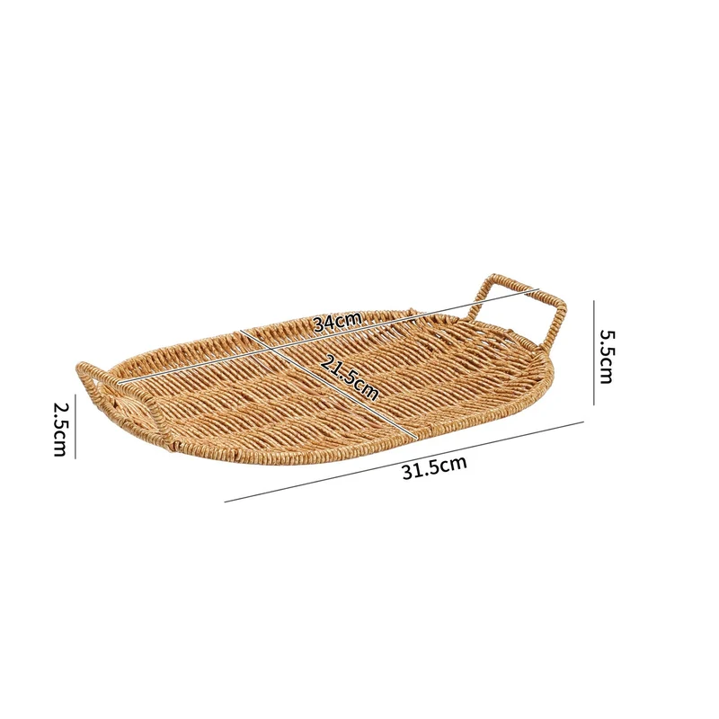 Handgeflochtenes rundes Serviertablett mit ergonomischen Griffen Skanto