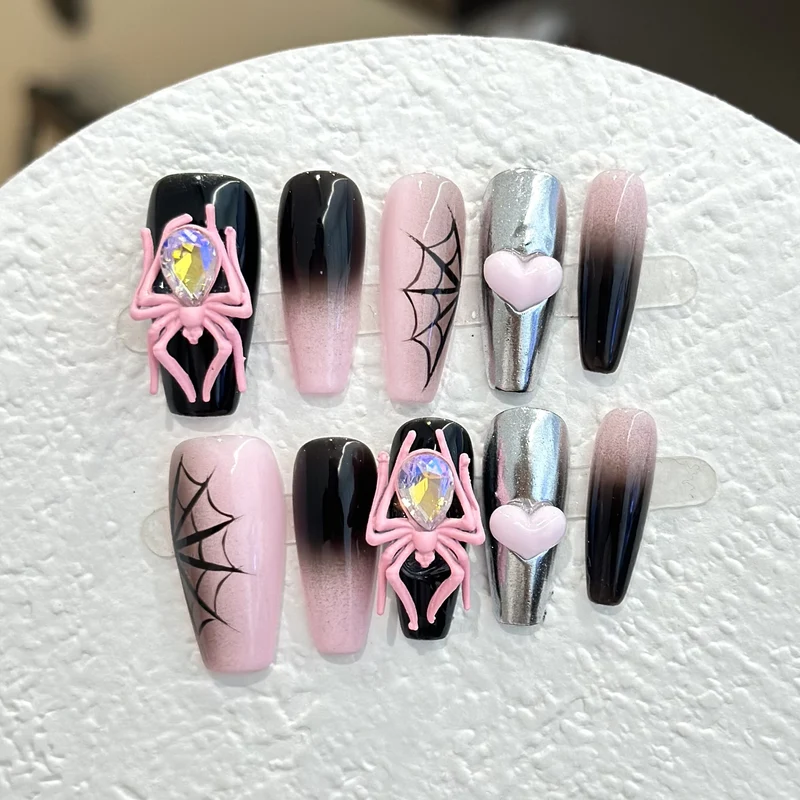 Themen Press-On Nagelkunst Set mit Spider Zubehör