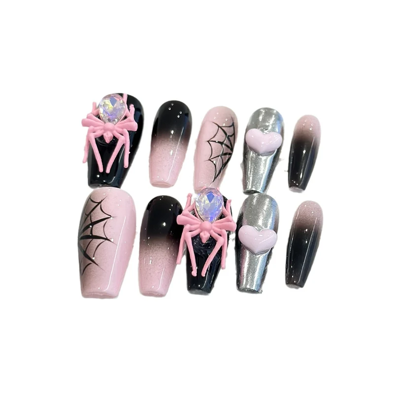 Themen Press-On Nagelkunst Set mit Spider Zubehör