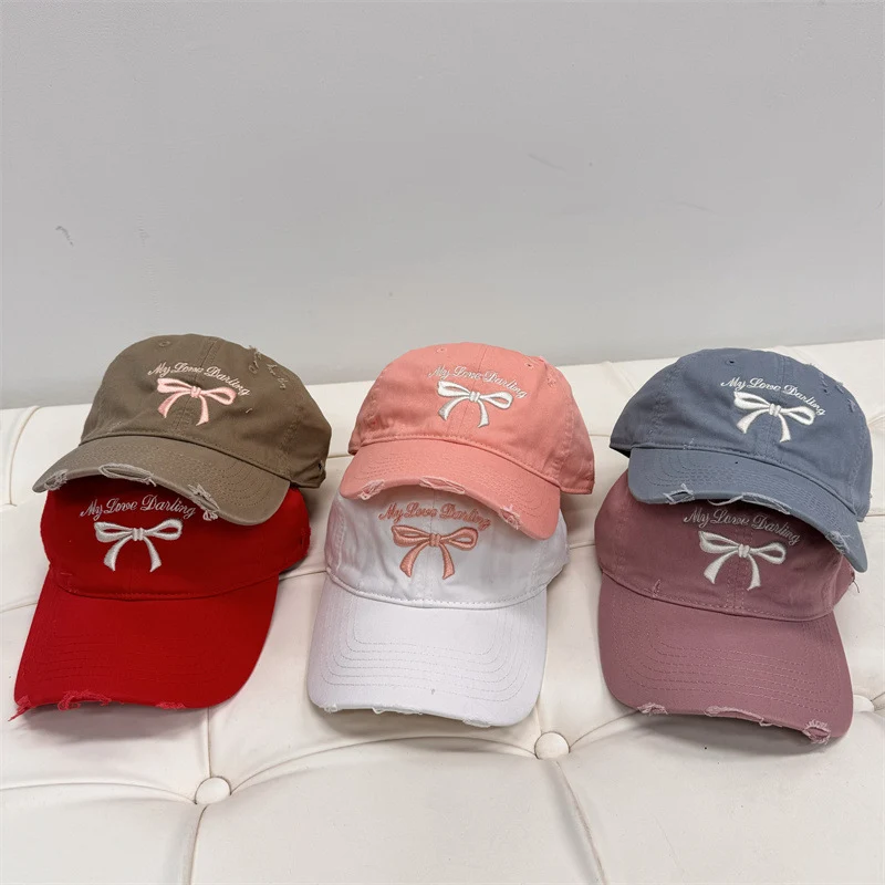 Damen Baseball Cap aus gewaschener Baumwolle mit Schleifenstickerei Skanto