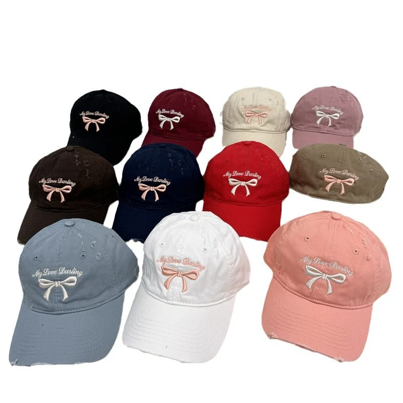 Damen Baseball Cap aus gewaschener Baumwolle mit Schleifenstickerei Skanto