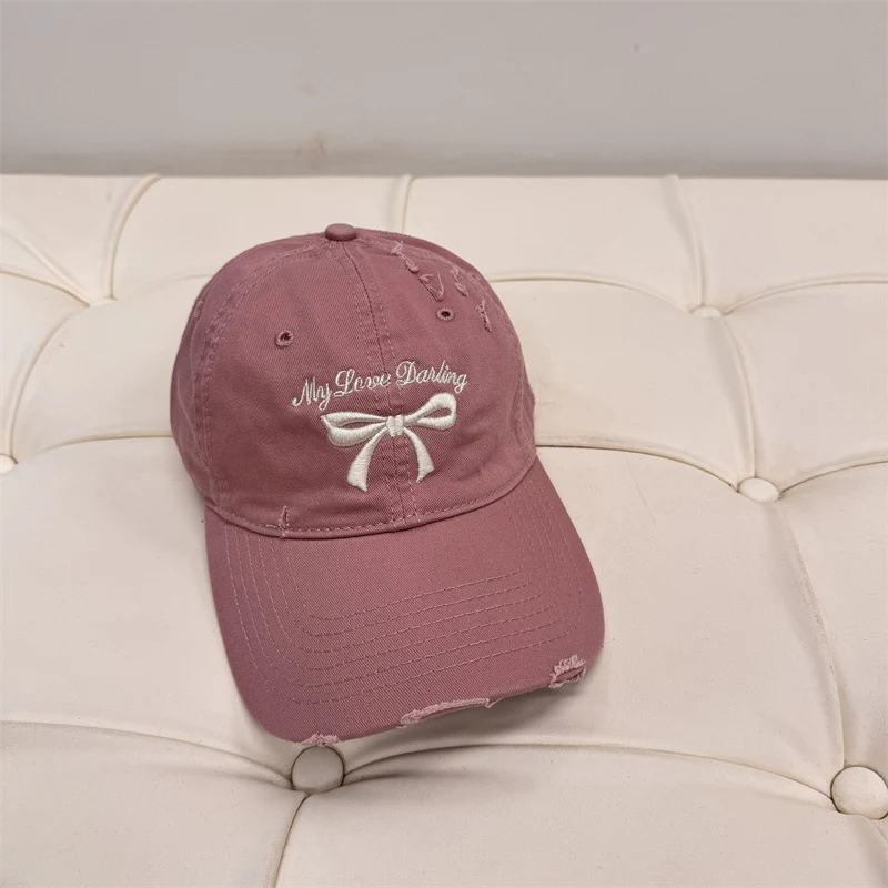 Damen Baseball Cap aus gewaschener Baumwolle mit Schleifenstickerei Skanto