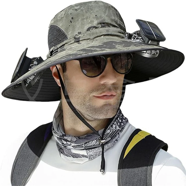 Sonnenhut mit solarbetriebenem Ventilator und breiter Krempe Skanto