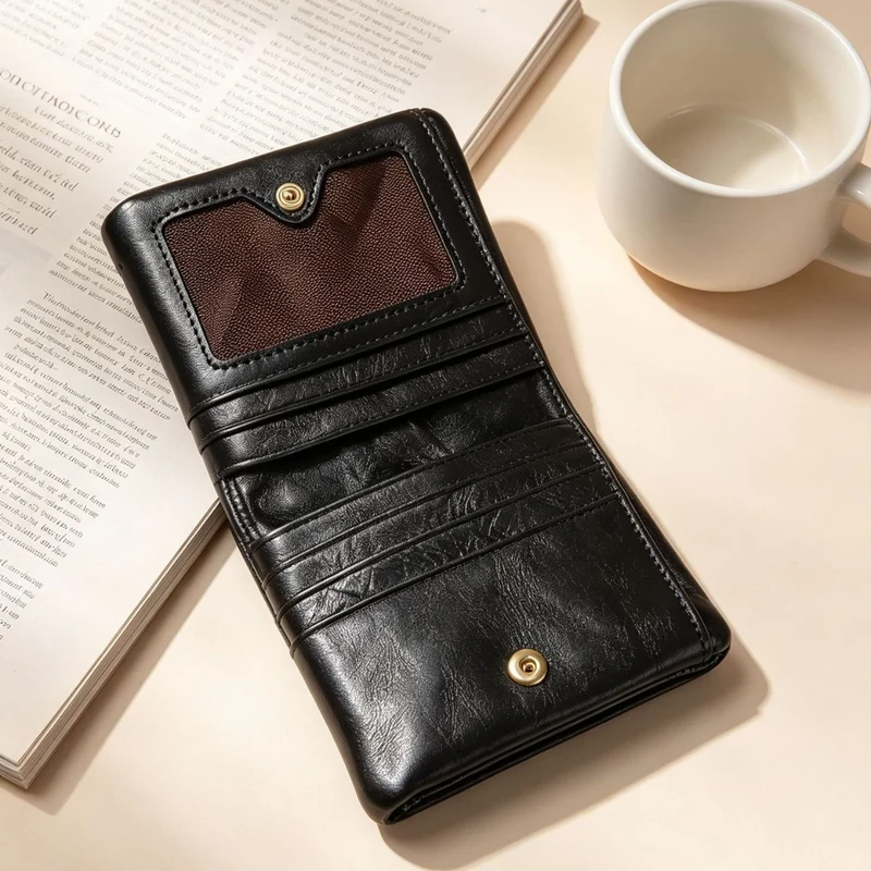 RFID-blockierende Leder-Kartenbrieftasche