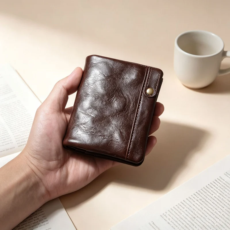 RFID-blockierende Leder-Kartenbrieftasche