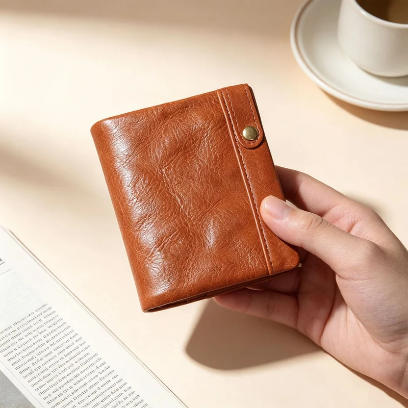 RFID-blockierende Leder-Kartenbrieftasche