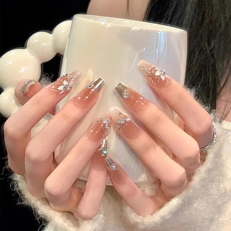 Premium Glänzende Quadratische Press-On-Nagelerweiterungen