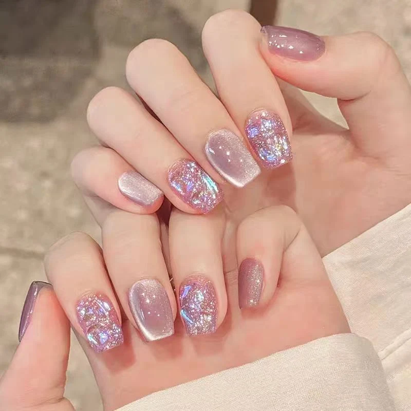 Premium Glänzende Quadratische Press-On-Nagelerweiterungen