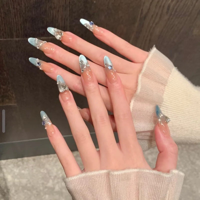 Stiletto Kristall-Beschichtete Druck-Nägel