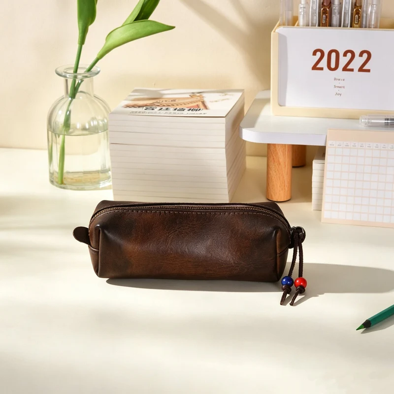 Premium Leder Zylinder Bleistiftetui