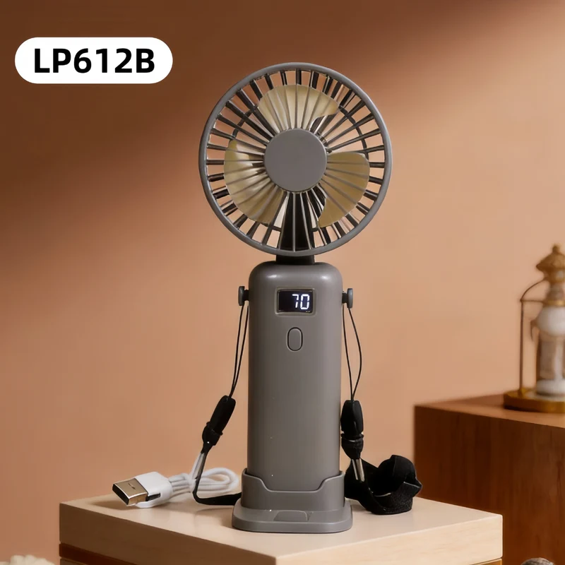 Tragbarer USB-Handventilator für Damen mit LED-Anzeige und einstellbaren Geschwindigkeiten Skanto