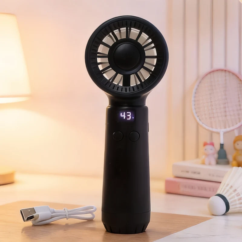Tragbarer USB-Handventilator für Damen mit LED-Anzeige und einstellbaren Geschwindigkeiten Skanto