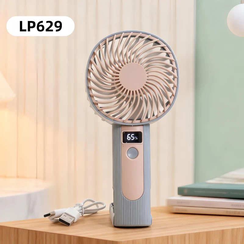 Tragbarer USB-Handventilator für Damen mit LED-Anzeige und einstellbaren Geschwindigkeiten Skanto