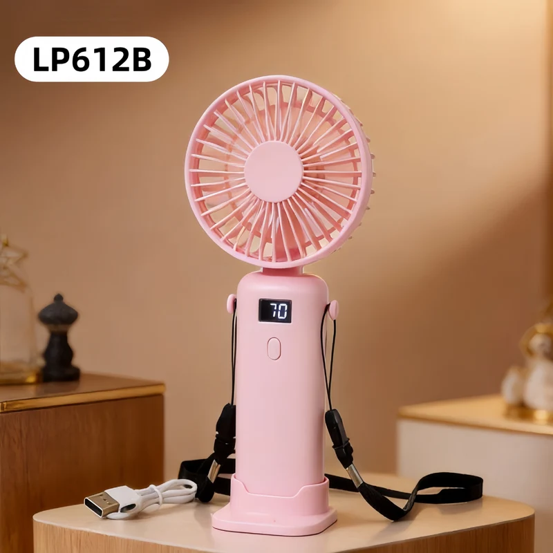 Tragbarer USB-Handventilator für Damen mit LED-Anzeige und einstellbaren Geschwindigkeiten Skanto