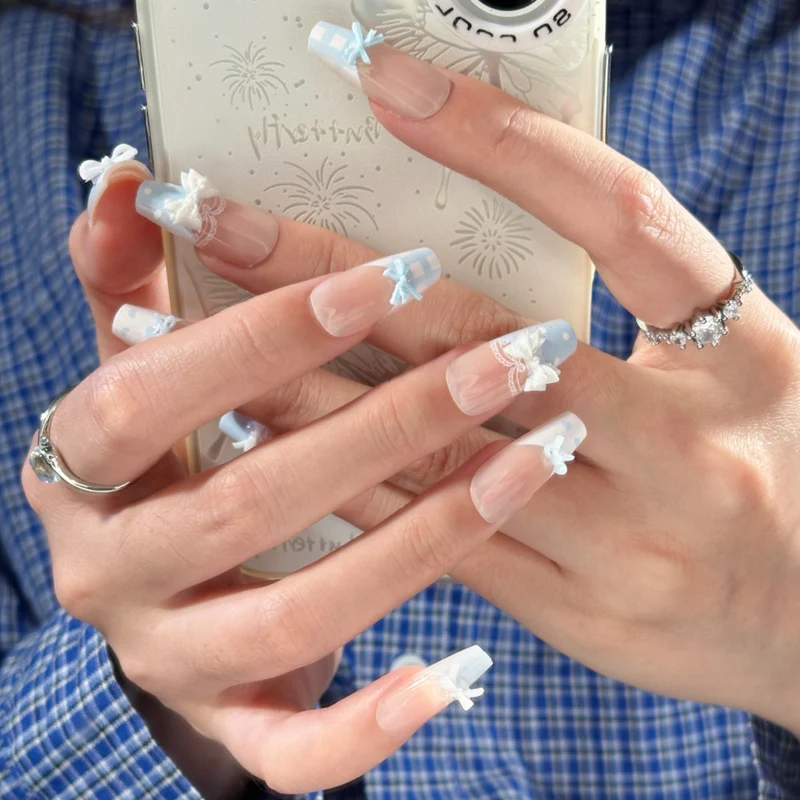 Premium Glänzende Quadratische Press-On Nagelverstärkungen