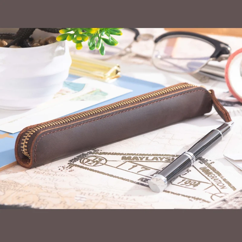 Premium Leder Reißverschluss Stiftetui