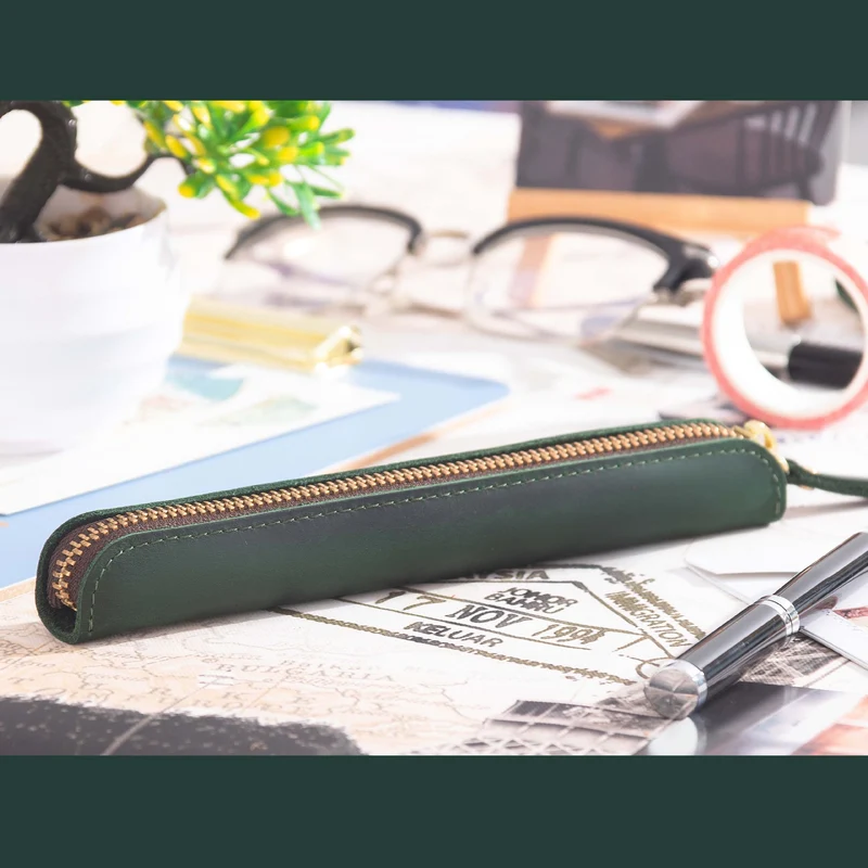 Premium Leder Reißverschluss Stiftetui