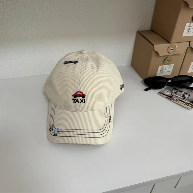 Cord-Taxifahrer-Mütze für Herren mit Stickerei und Visier Skanto