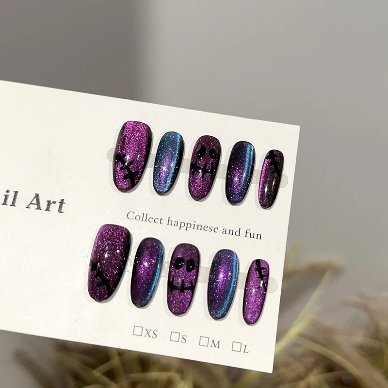 Halloween-Themen Glitzer Druck-On-Nagelkunst Set