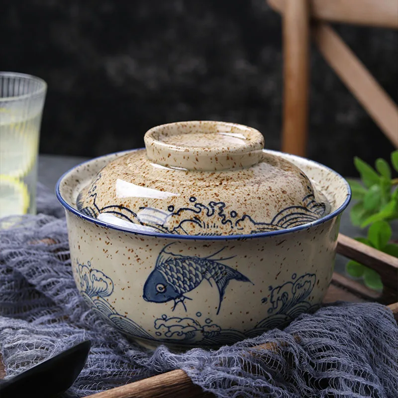 Ramen-Schale im japanischen Stil mit Deckel Keramik-Nudelschale Geschirr | Skanto
