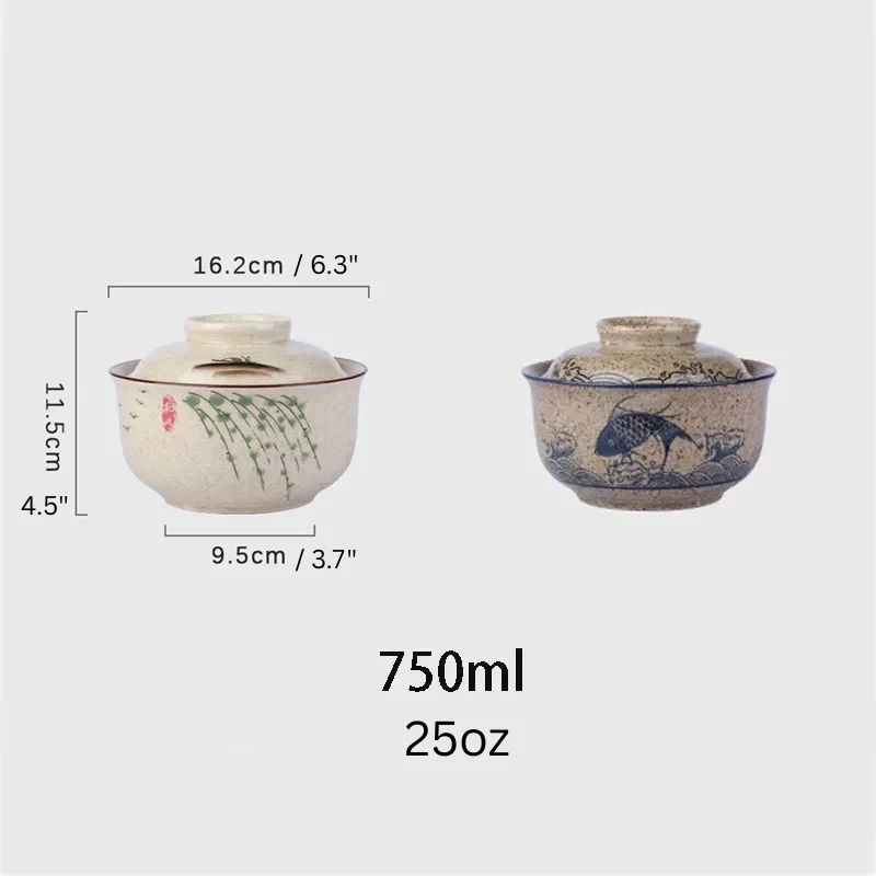 Ramen-Schale im japanischen Stil mit Deckel Keramik-Nudelschale Geschirr | Skanto