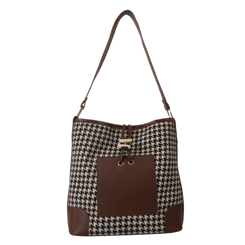 Stylische Hounds Tooth Druck Schultertasche