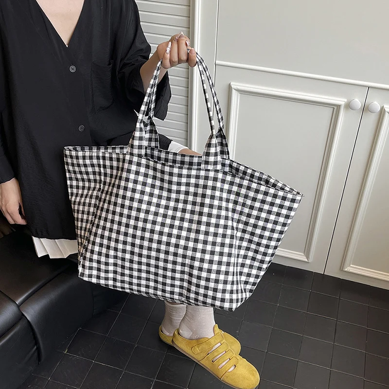 Stylische Gingham-Muster Tragetasche