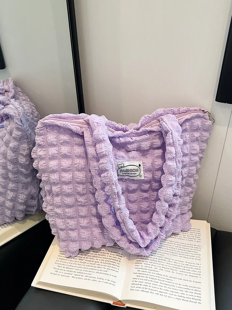 Strukturierter Stoff Schultertasche