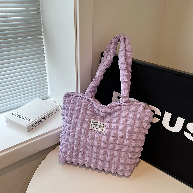 Strukturierter Stoff Schultertasche