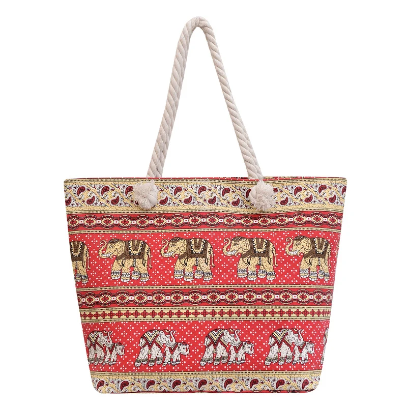 Gestreifter Canvas Strandtasche