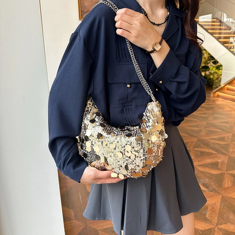 Funkelnde Paillette Hobo-Handtasche