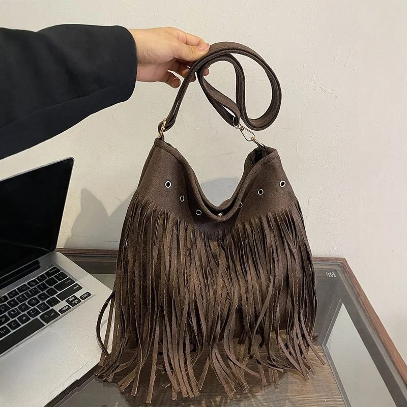Lederfransen Schultertasche