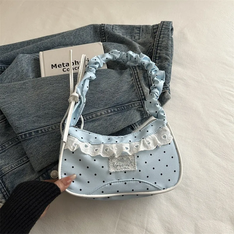 Polka-Dot-Rüschenschulter-Handtasche