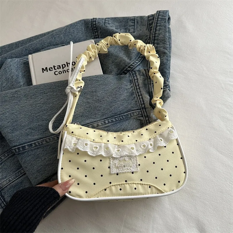 Polka-Dot-Rüschenschulter-Handtasche