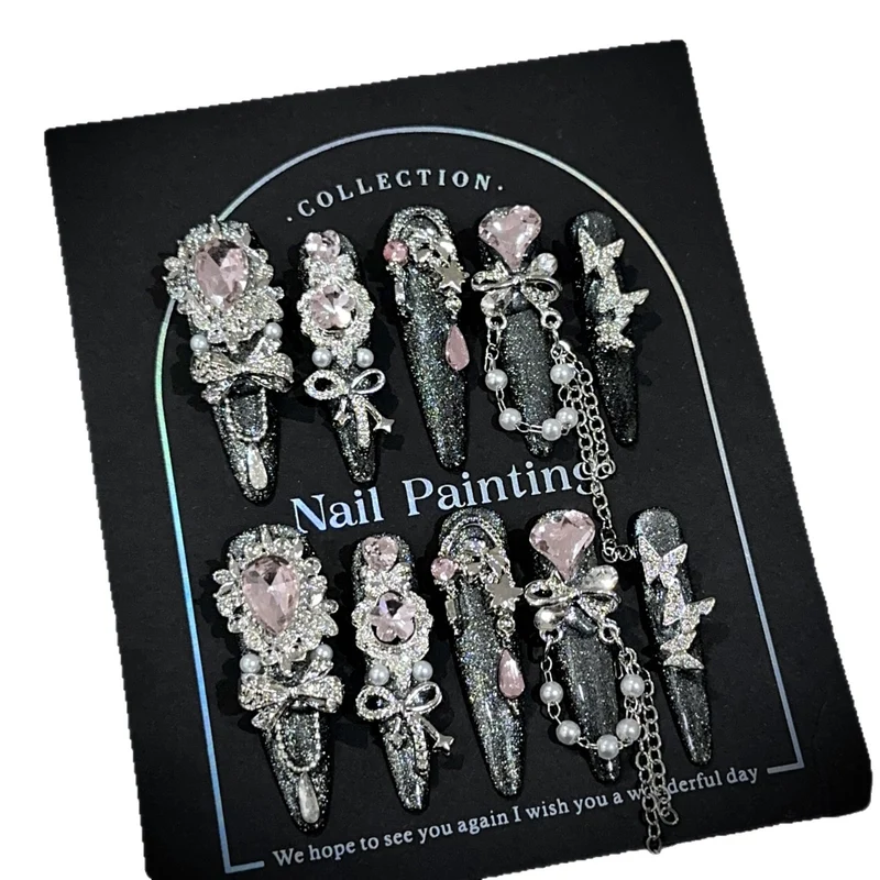 Glamouröse Bejeweled Press-On Nagelset