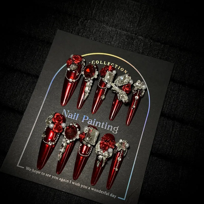 Luxus mit Strass verzierter Press-On Nagelset