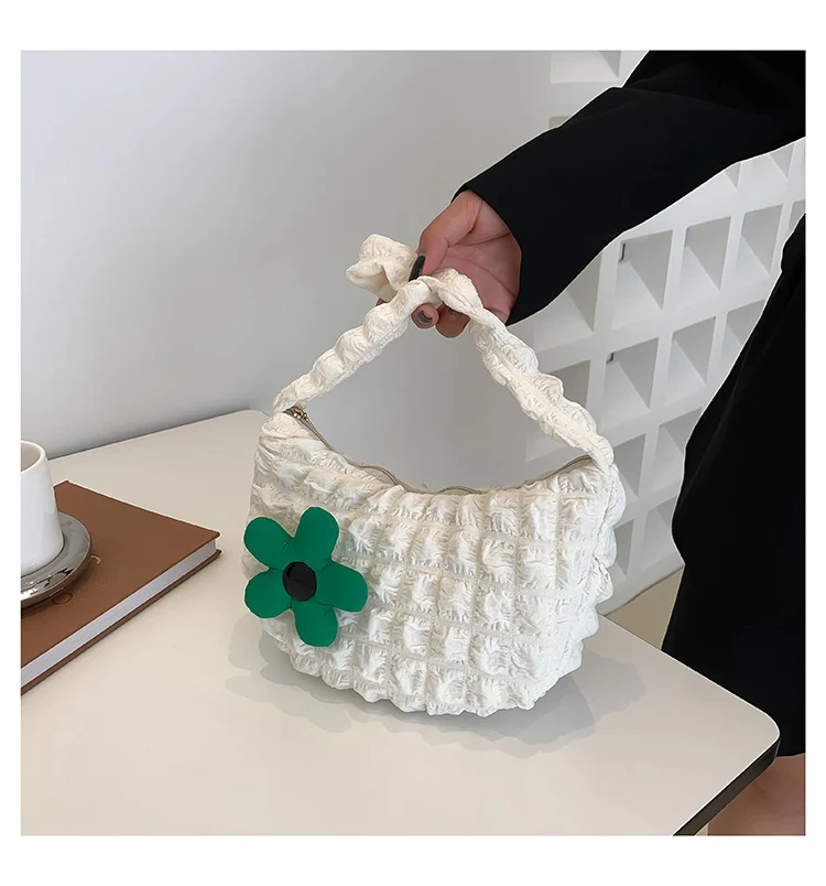 Blumige Akzent Texturierte Handtasche