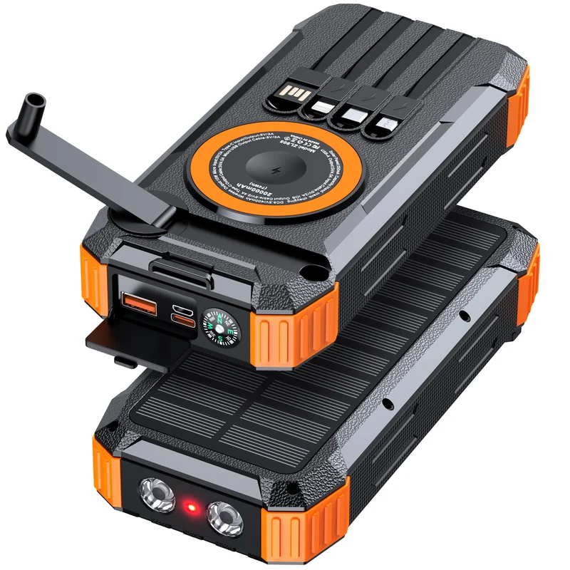 Portable Solar-Powerbank mit multifunktionalem Ladekabel Skanto